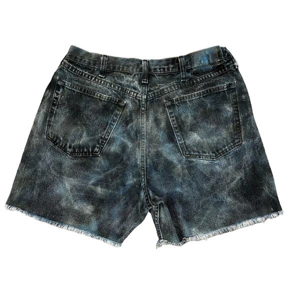 Wrangler Denim Jean Shorts Size 34" Cutoff Hand Painted Bleach Dyed Festival - Picture 2 of 8